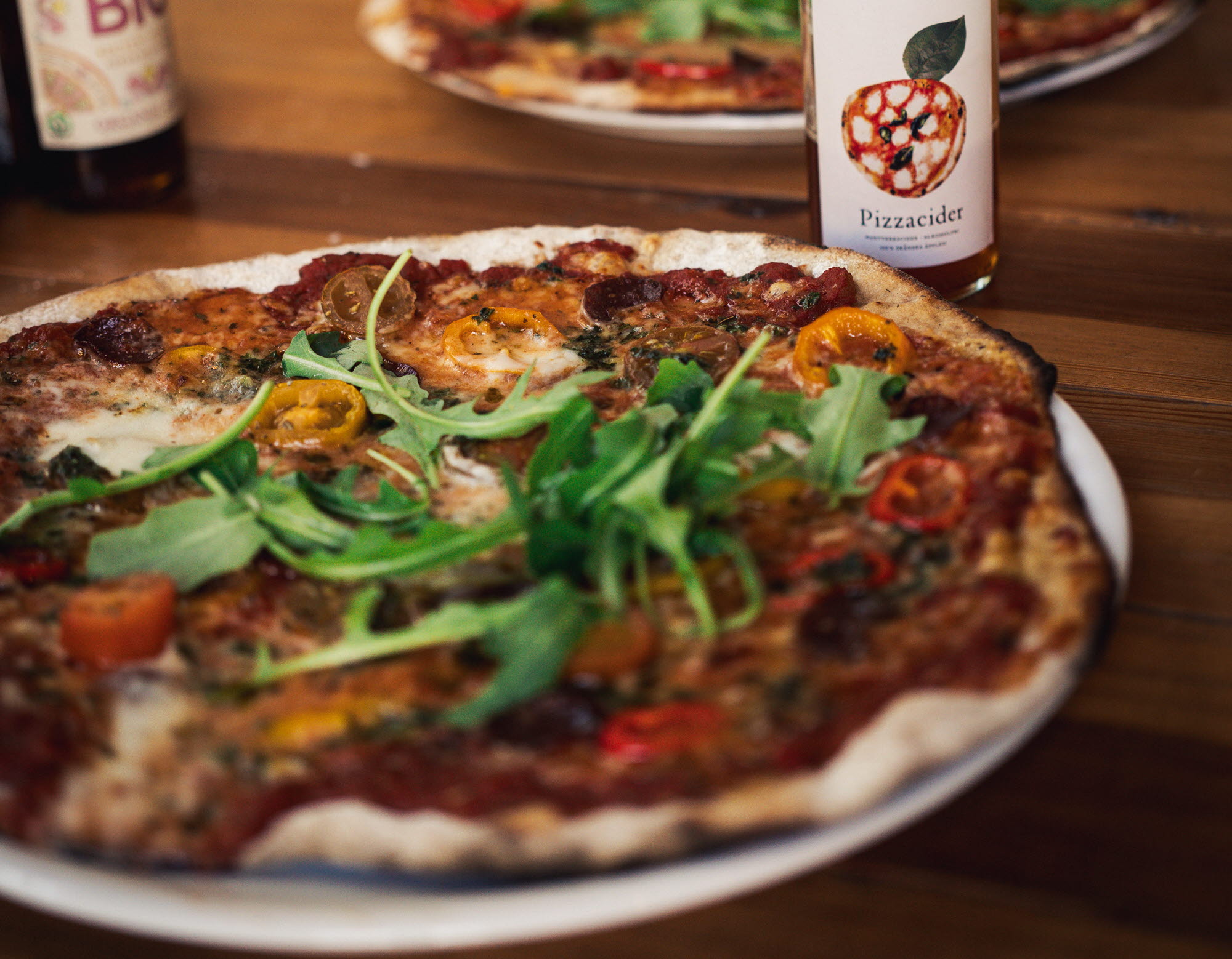 Pizza laid out on a table.
