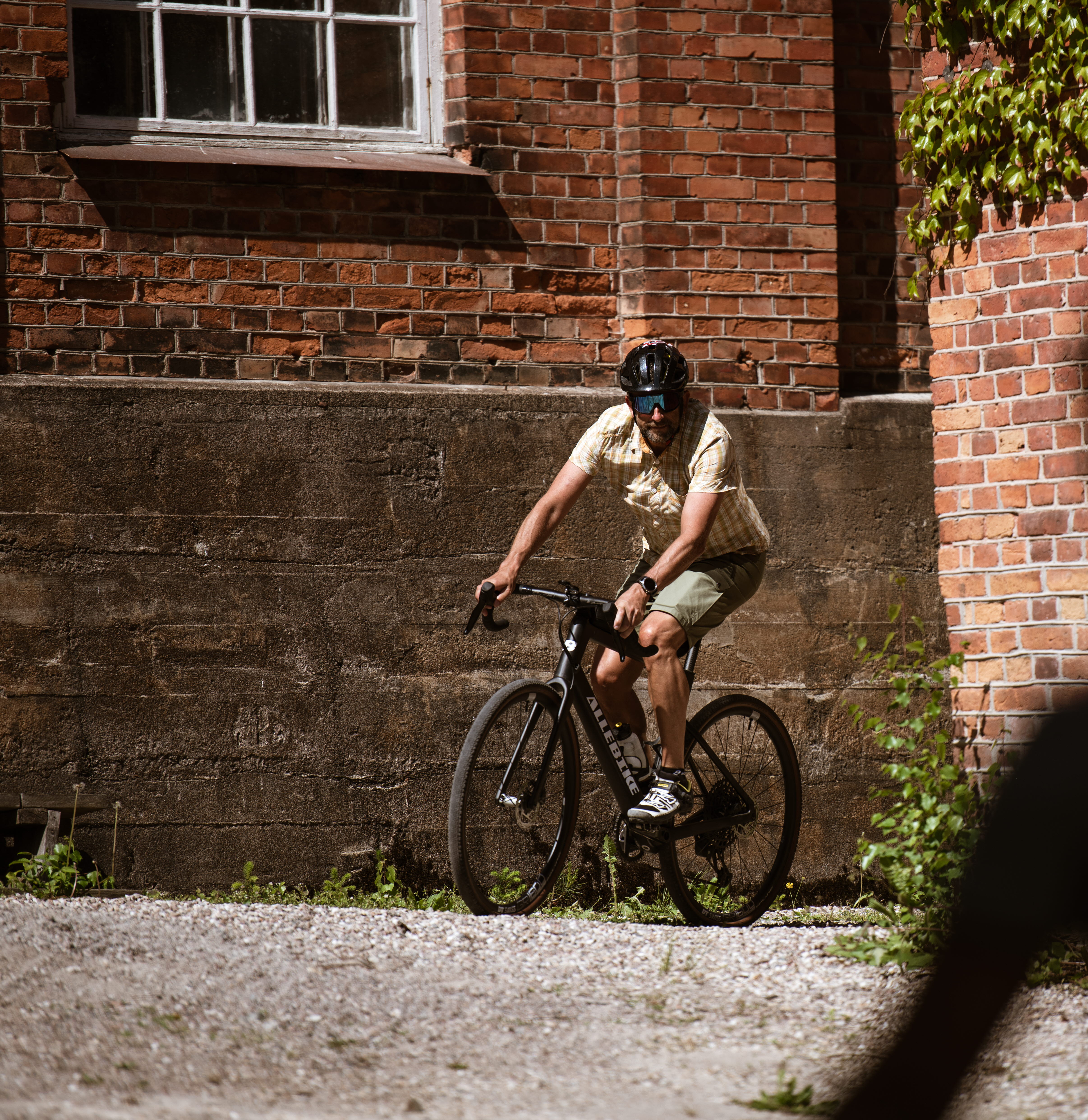 Cyclists on a dirt road,