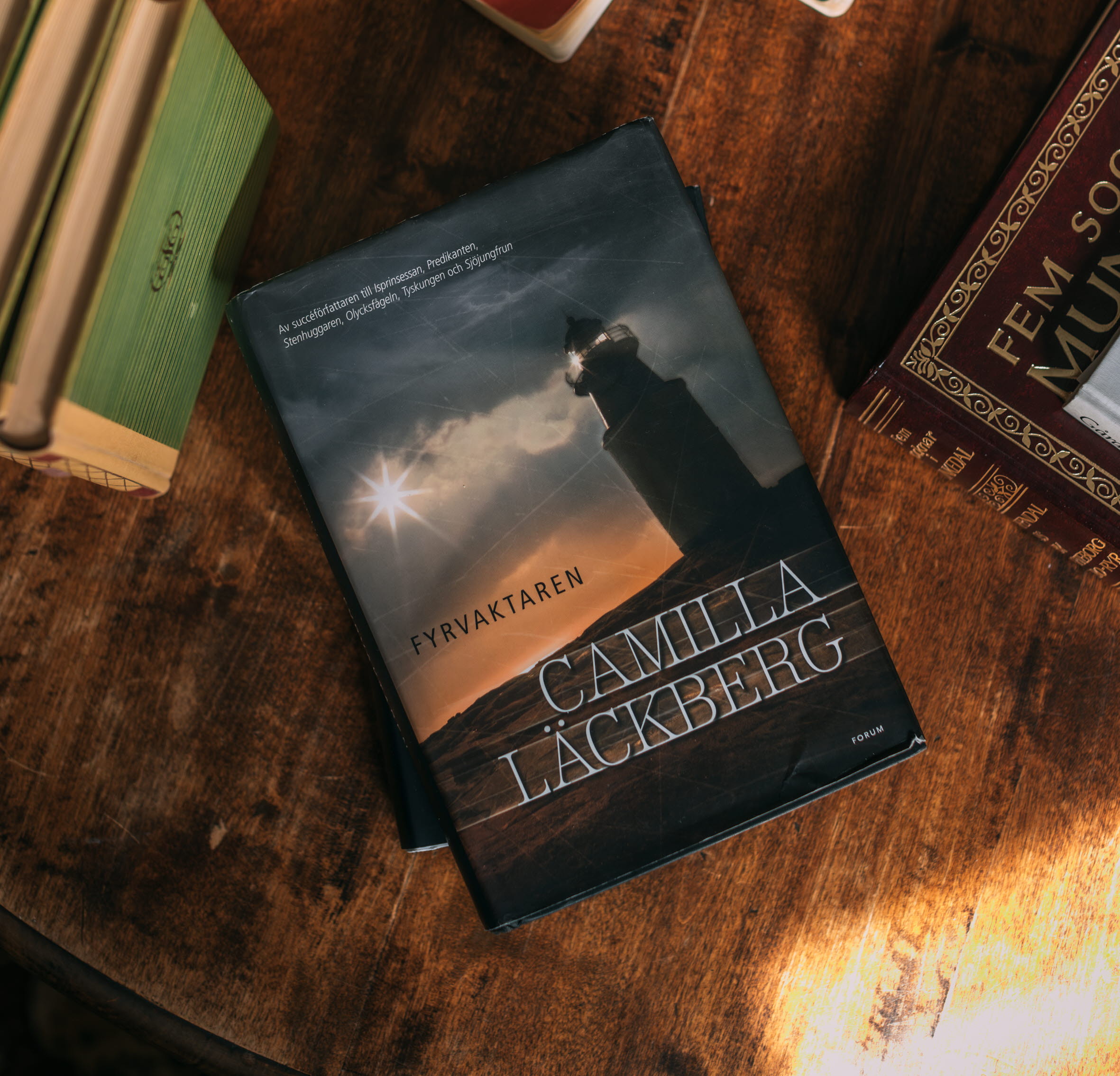 Books on a bookshelf.