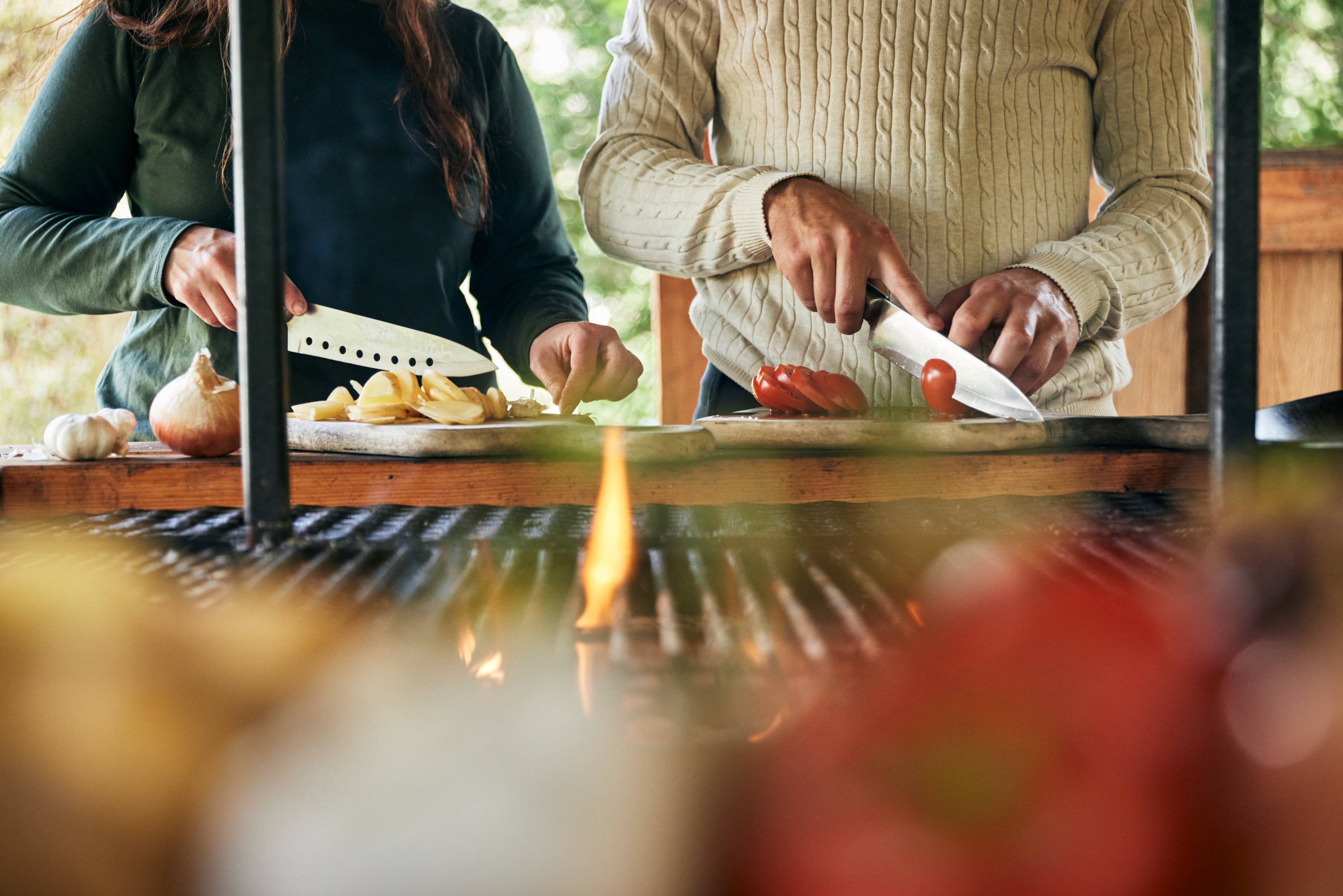 Outdoor cooking at Kroppefjäll B&B