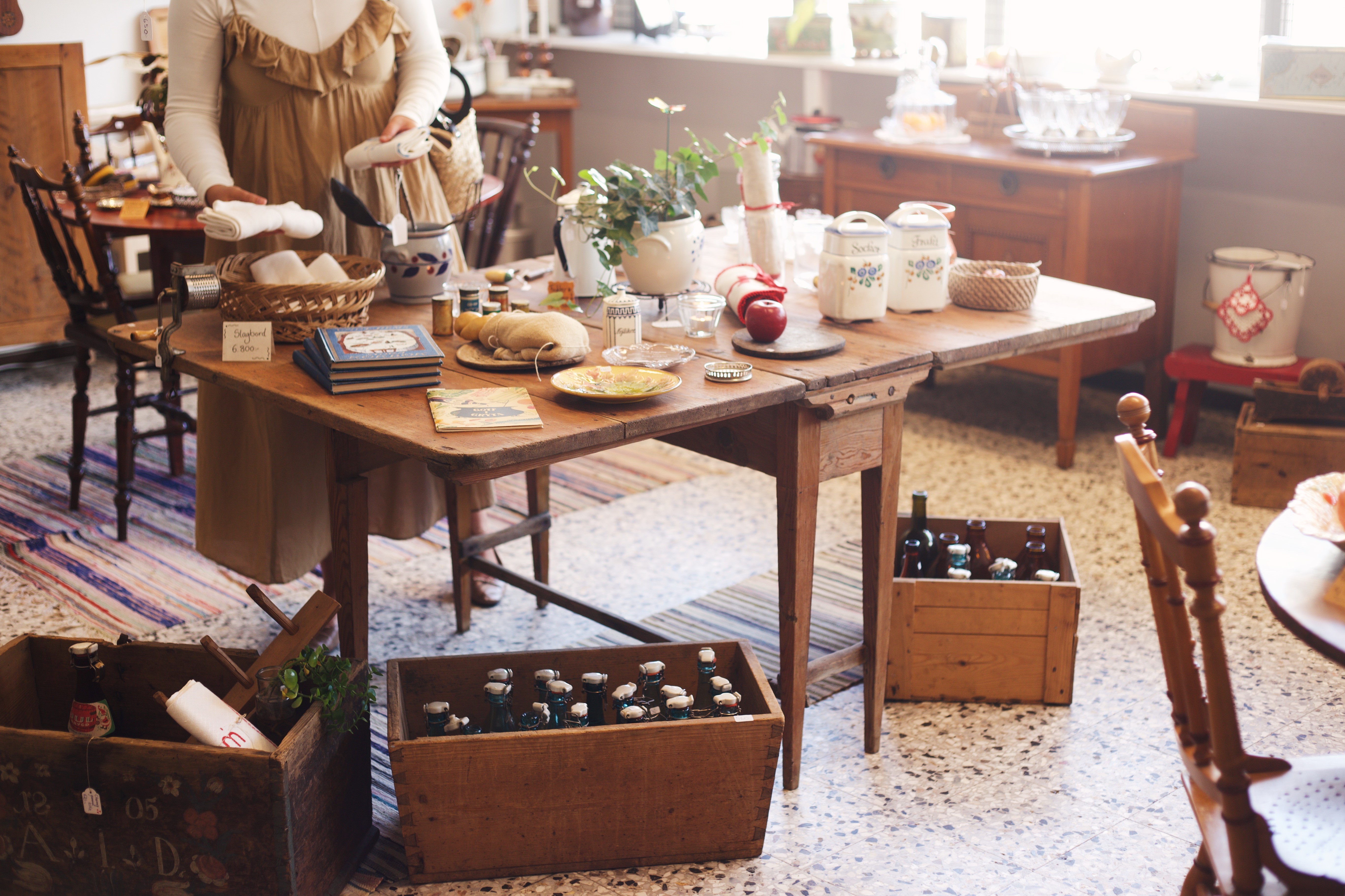 Table with old things.