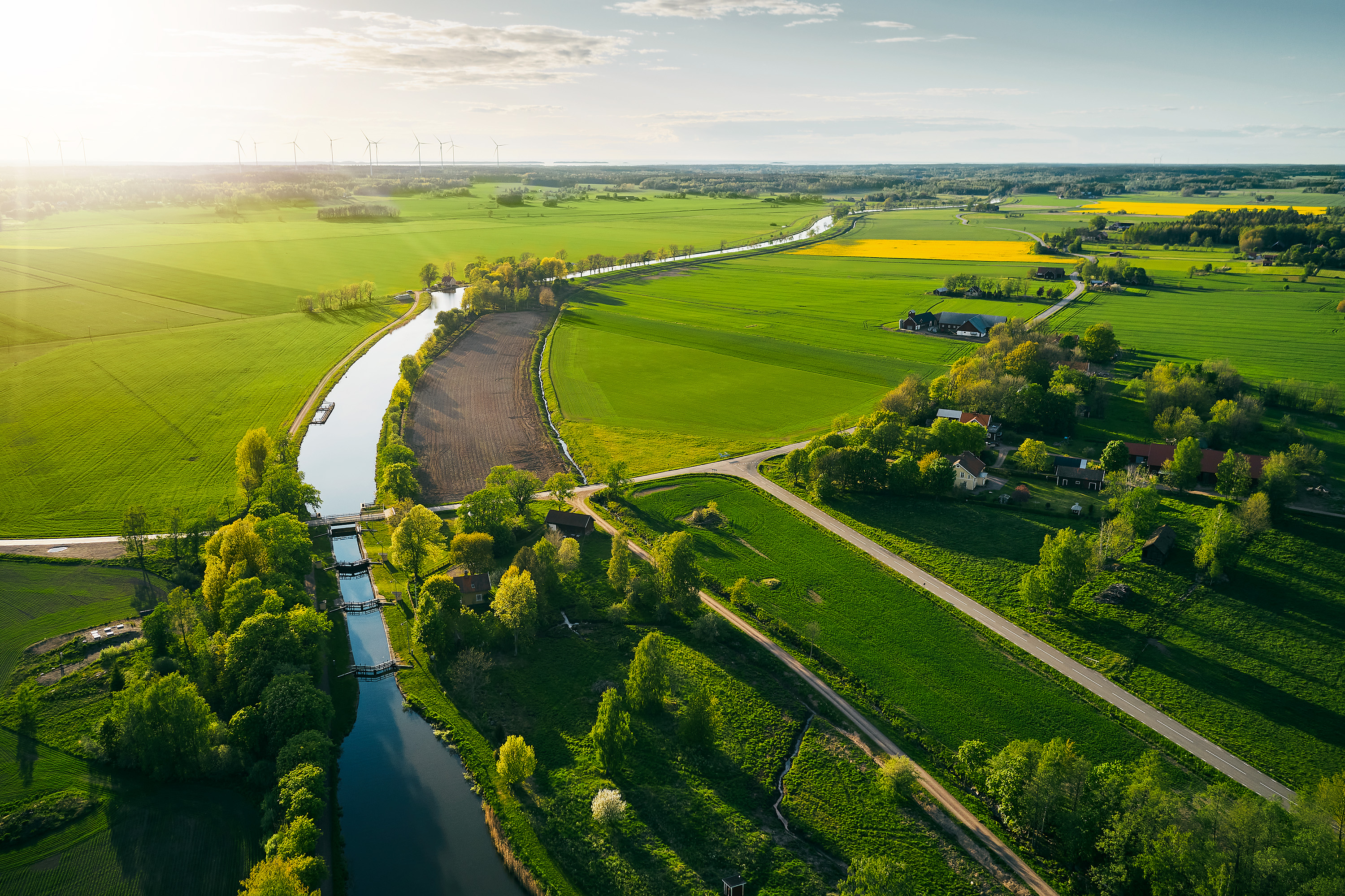 Drone photo over Göta Kanal
