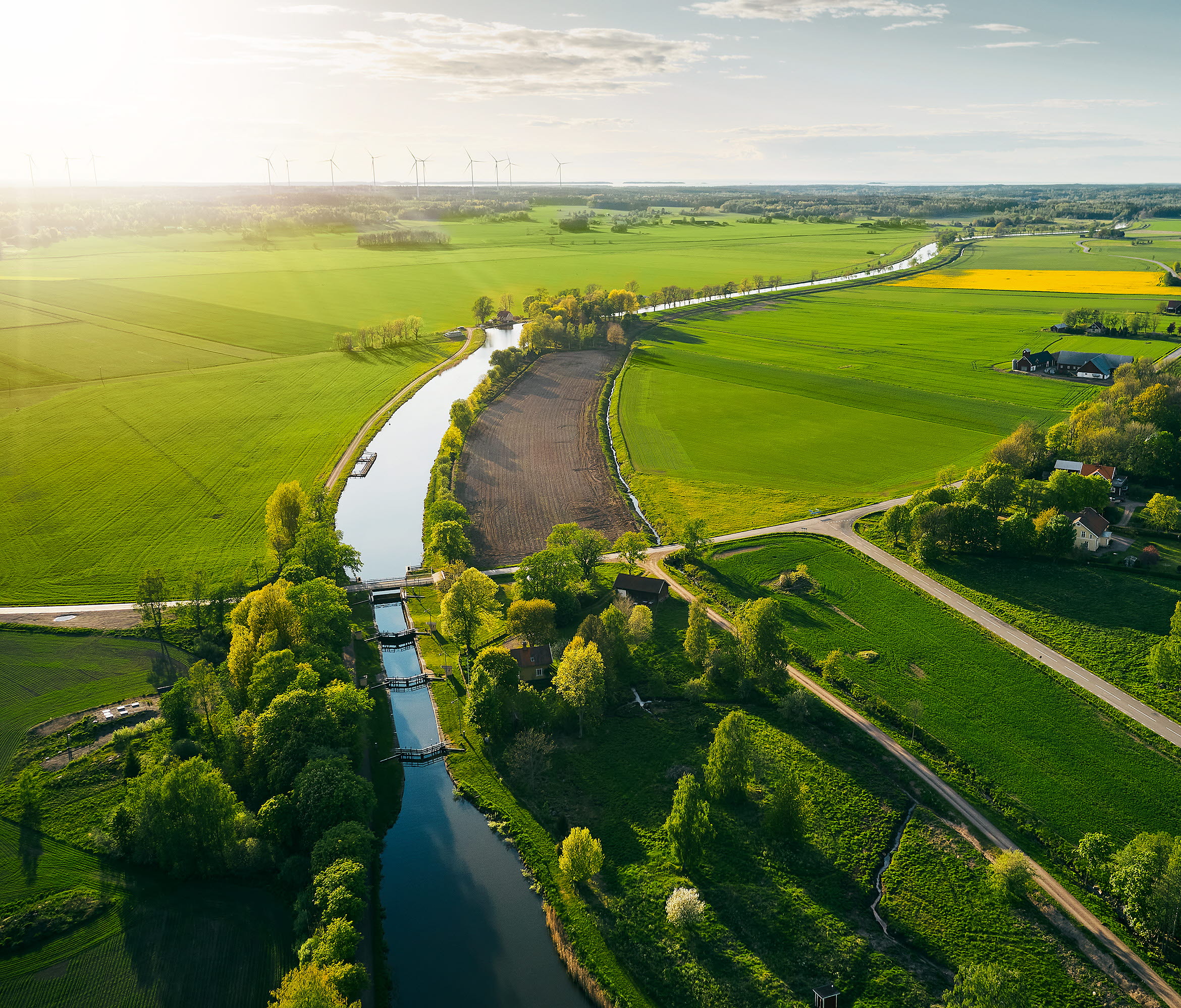 Drone photo over Göta Kanal