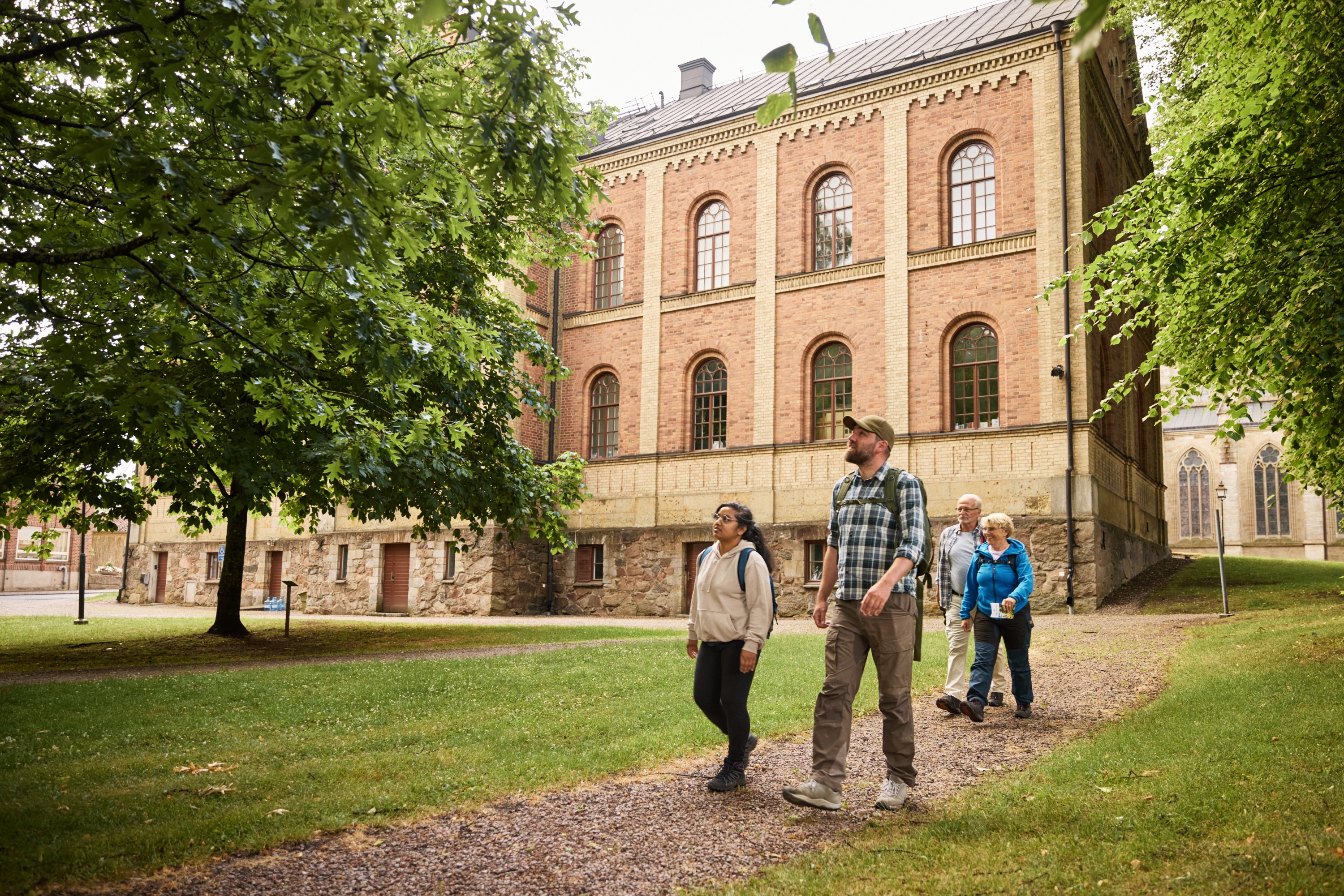 People hike in the nature.