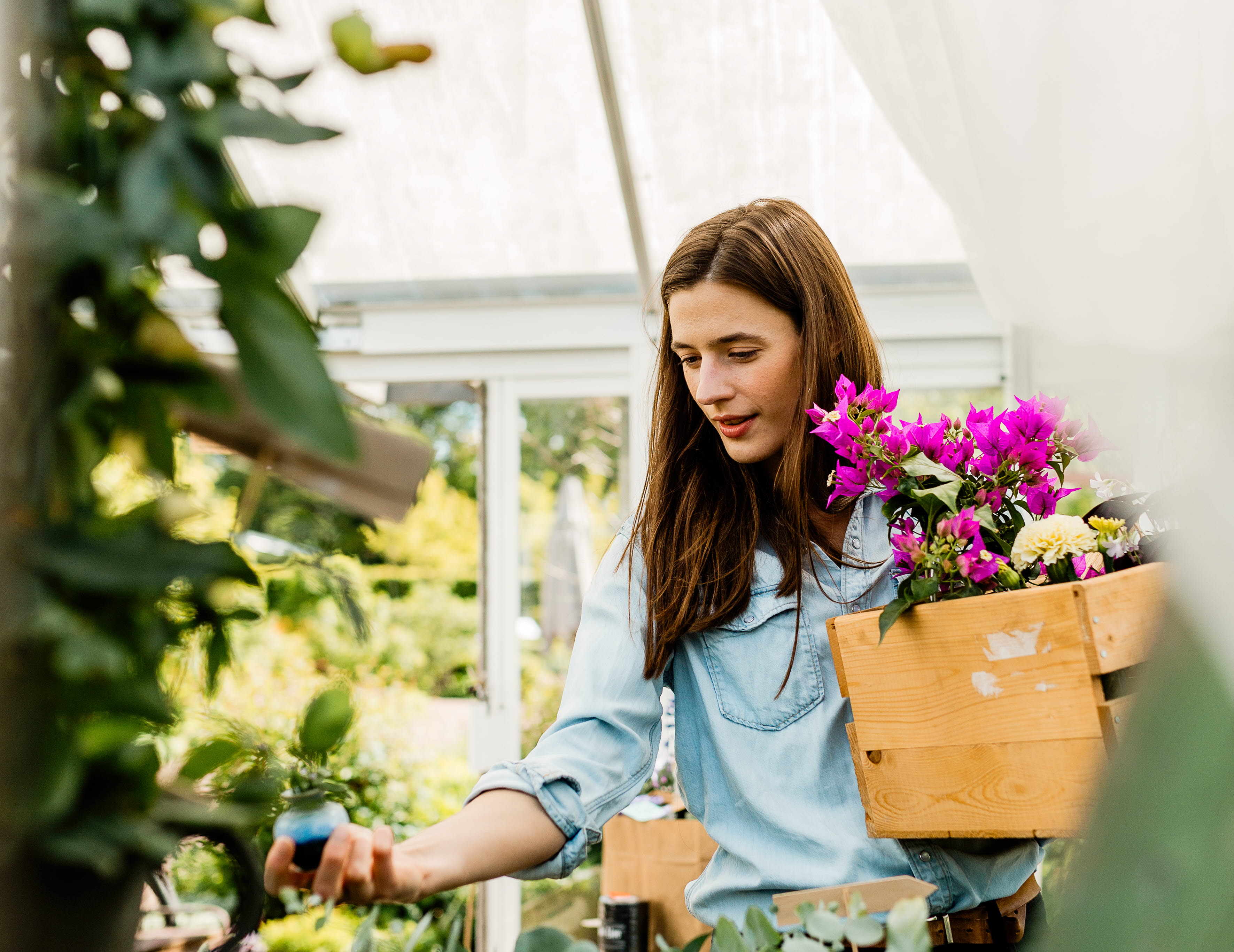 Woman in a flower shop