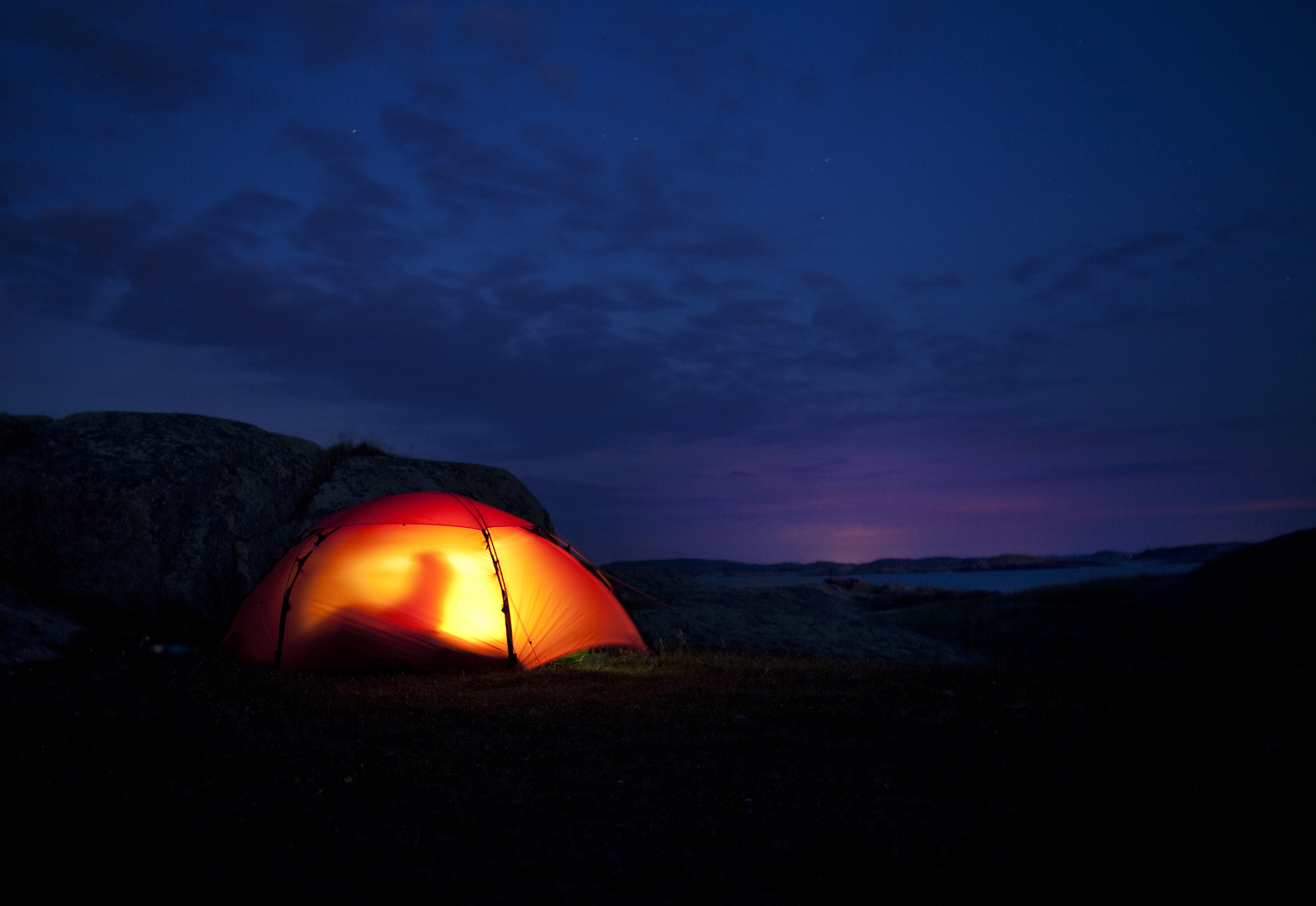 Tent with a light 