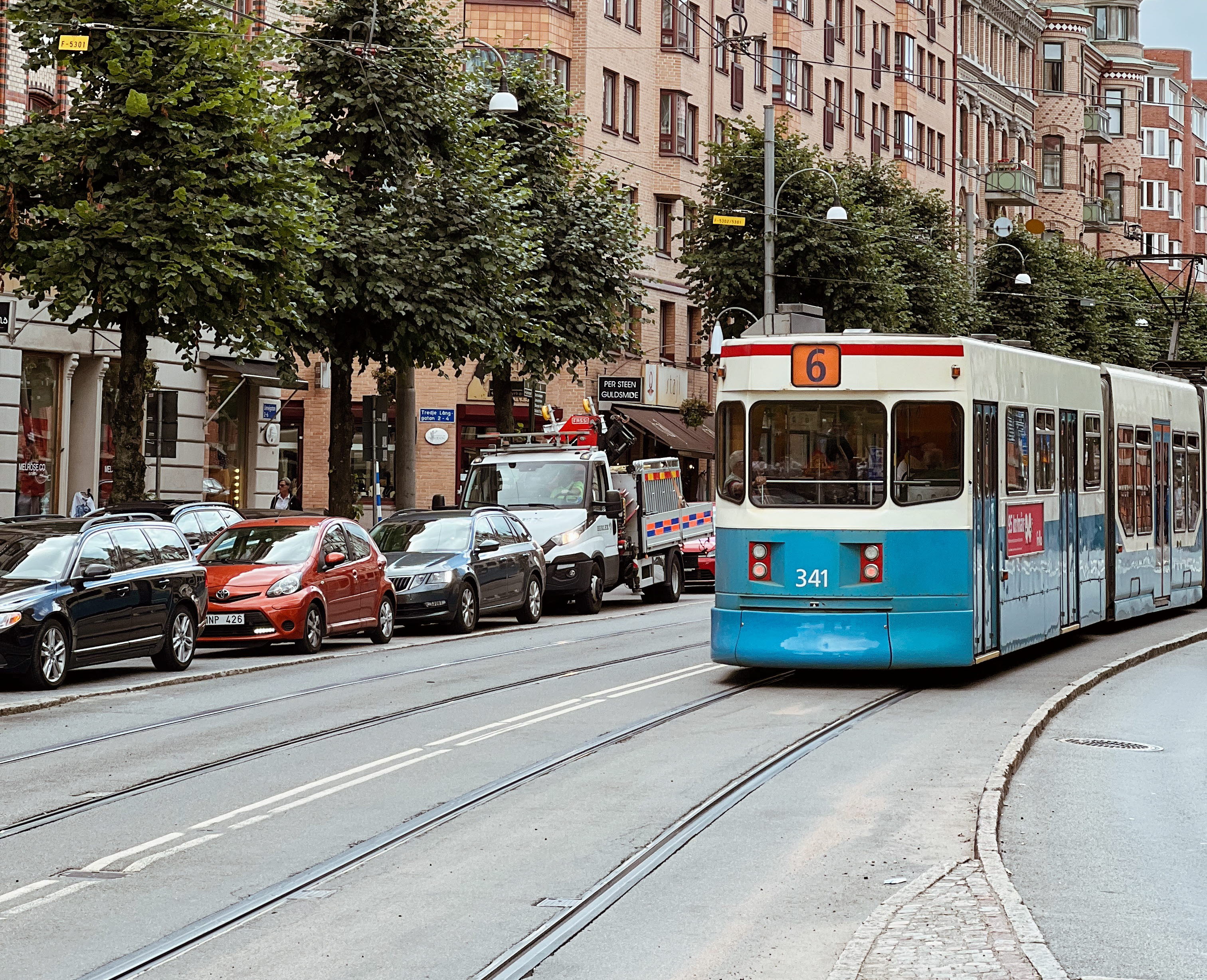 Tram on Linnégatan in Gothenburg