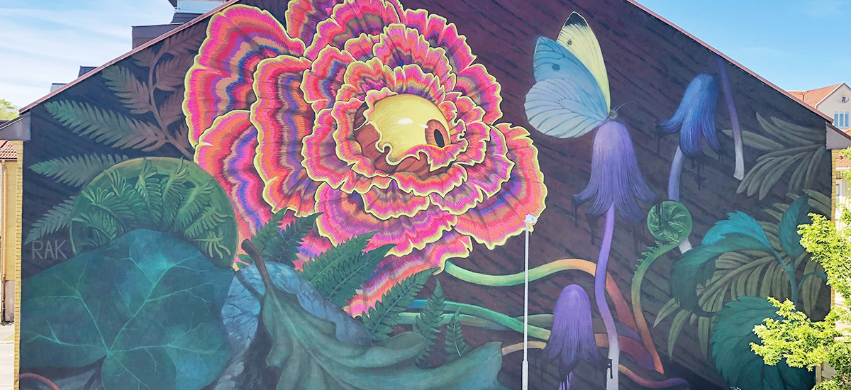 Artscapes in Alingsås, mural art on a big wall