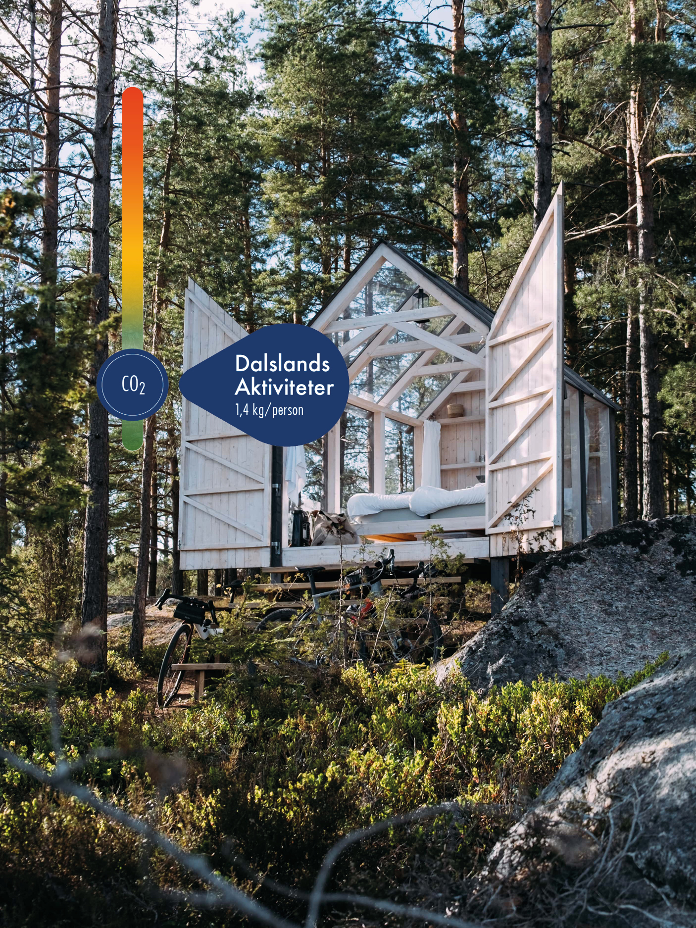 Glass cabins in the woods.