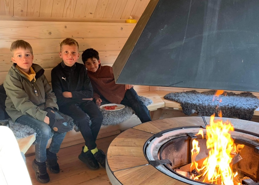 View over a jetty when the sun is setting Bohuslän