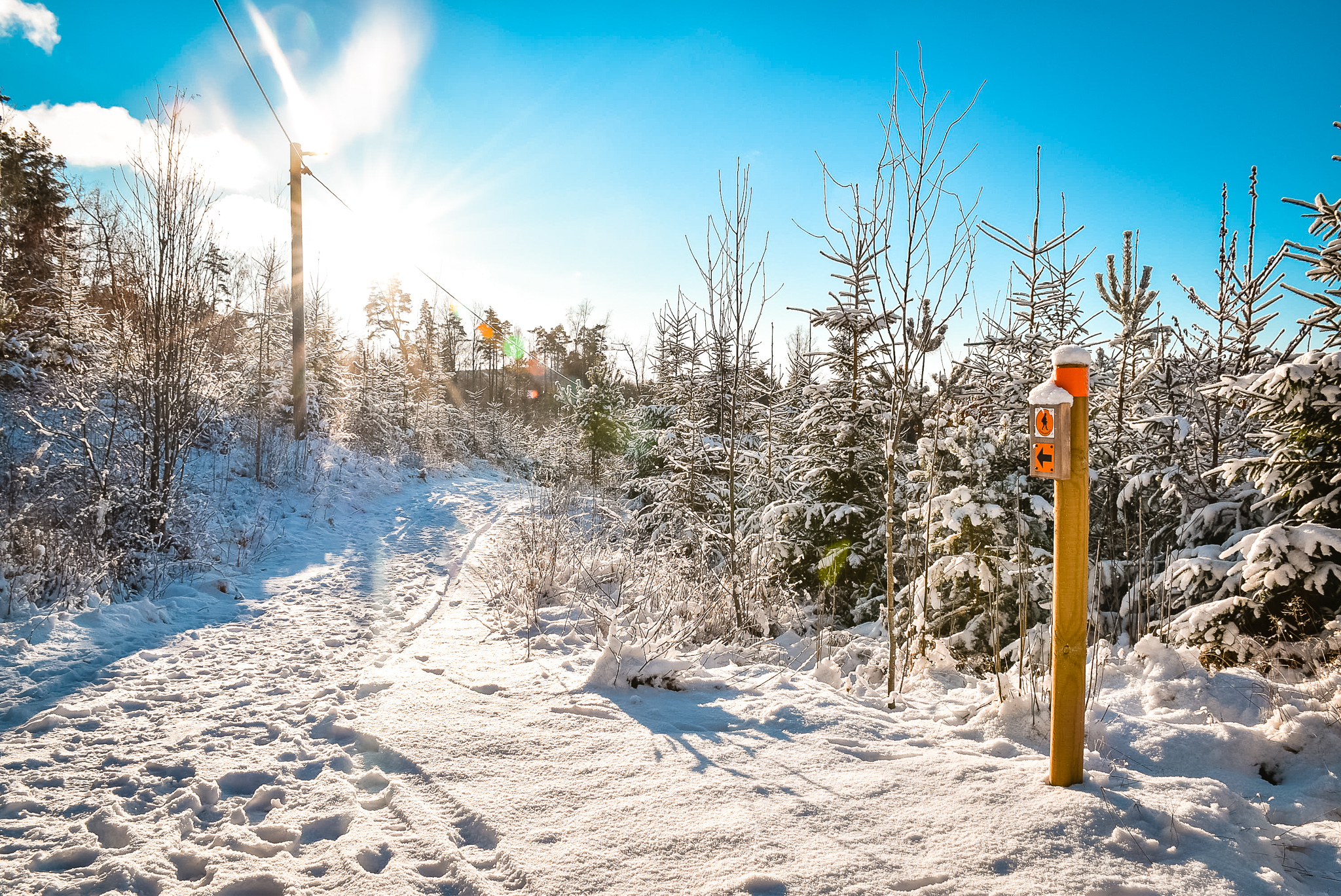 Sjuhäradsleden nearby Hestrafors during winter