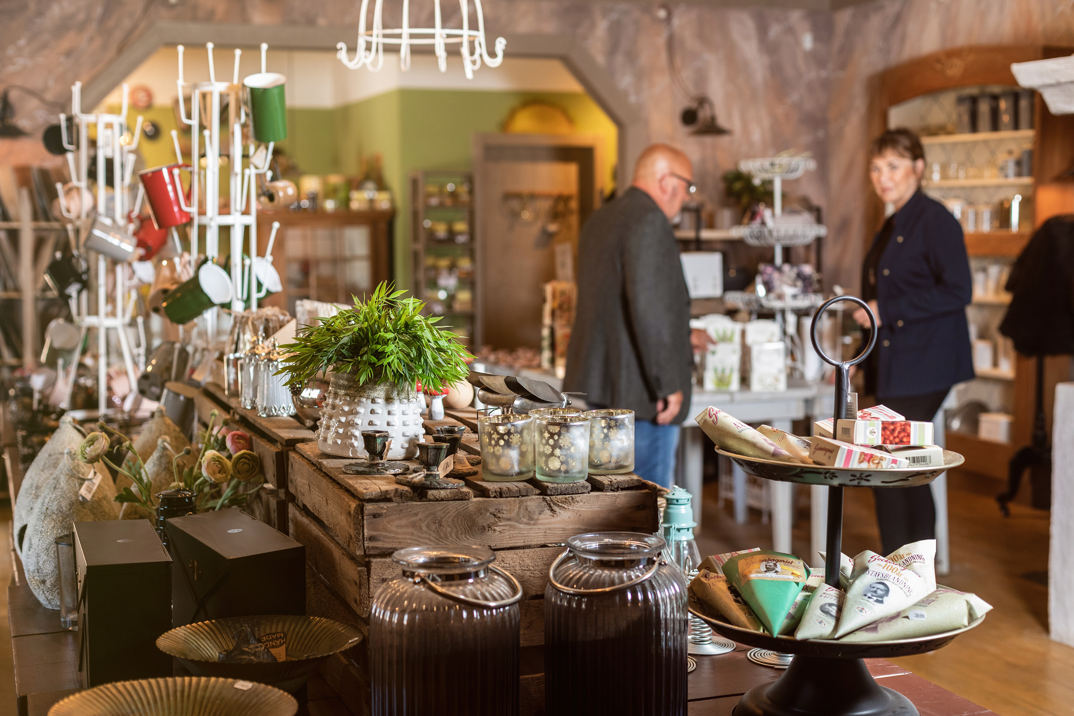 Man and woman shopping in a store.