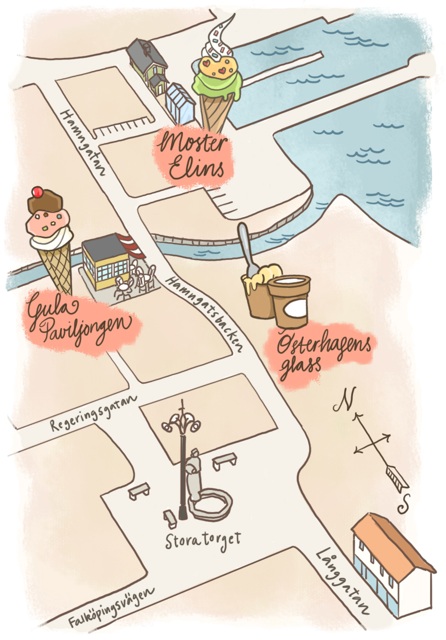 Ice cream map over Hjo 