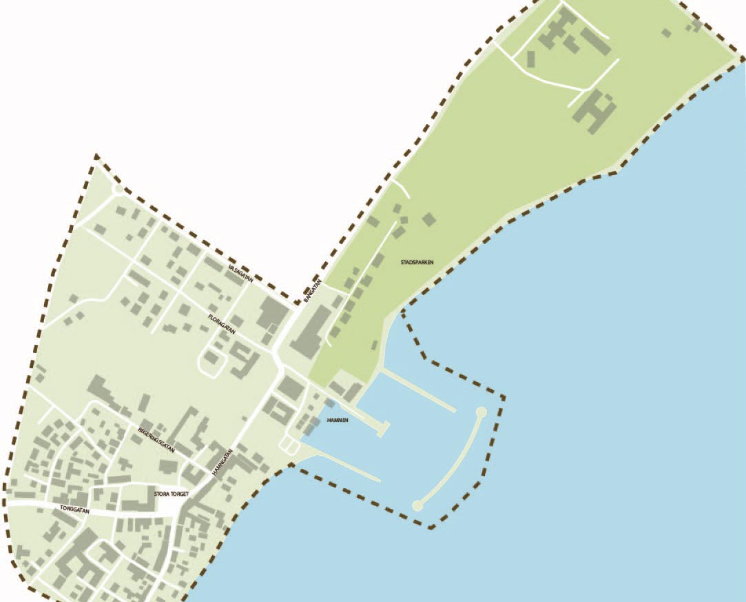 Map over Hjo - cultural heritage area  