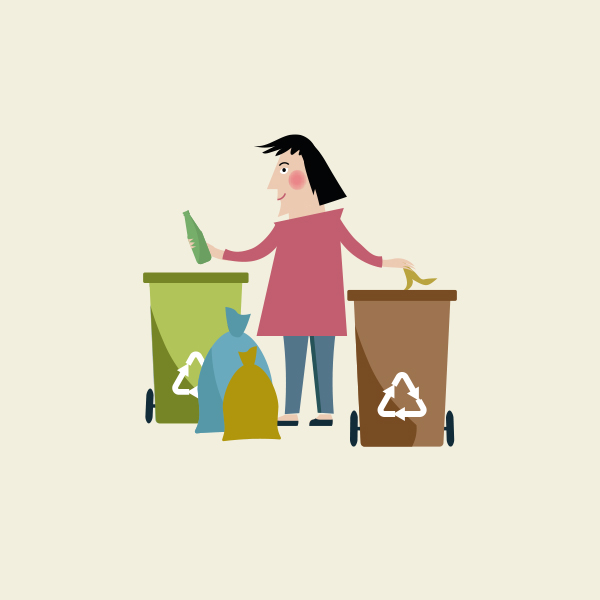 Person who sorts garbage. Illustrated image.