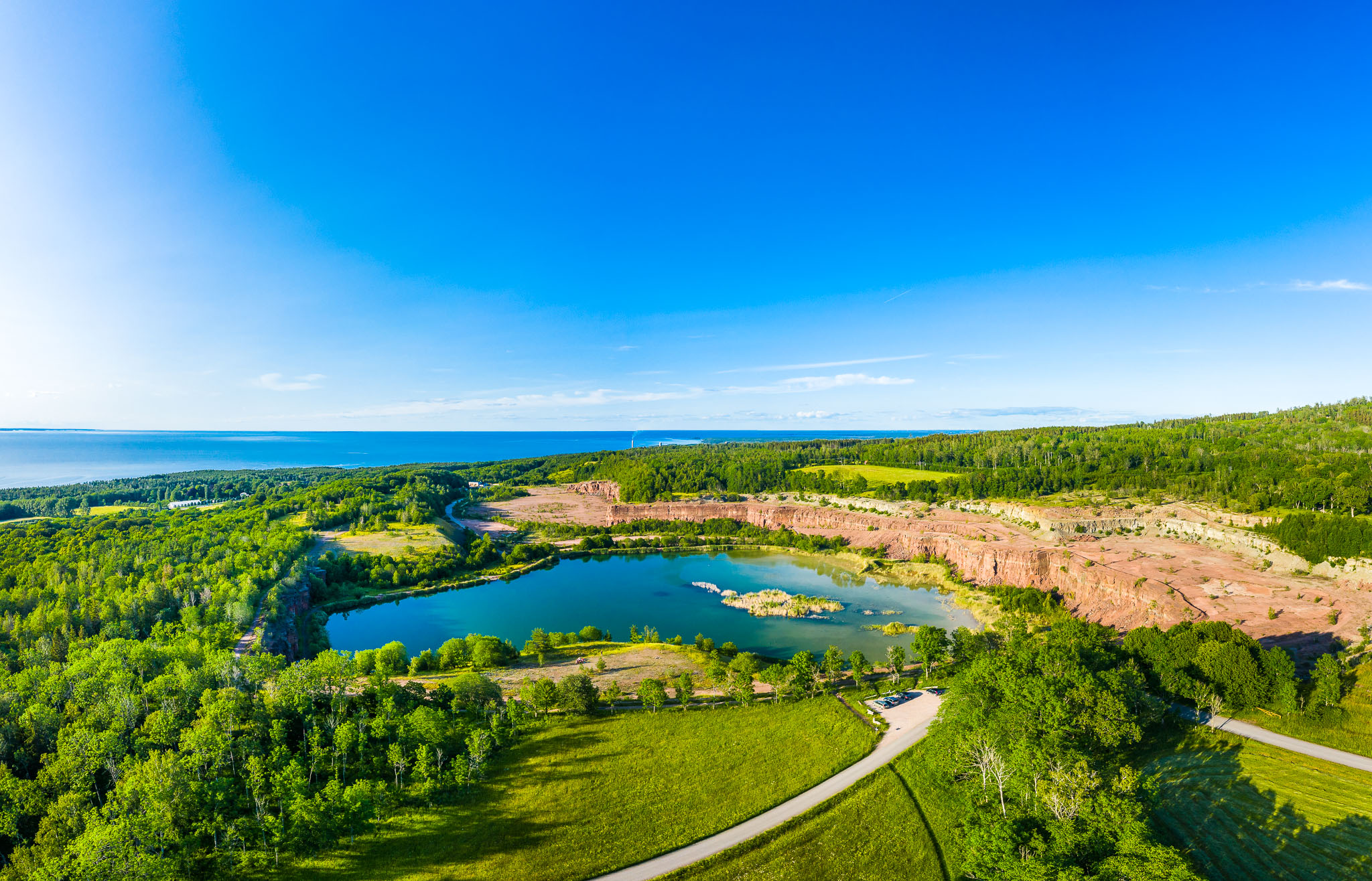  A view over a landsscape with an old quarry,