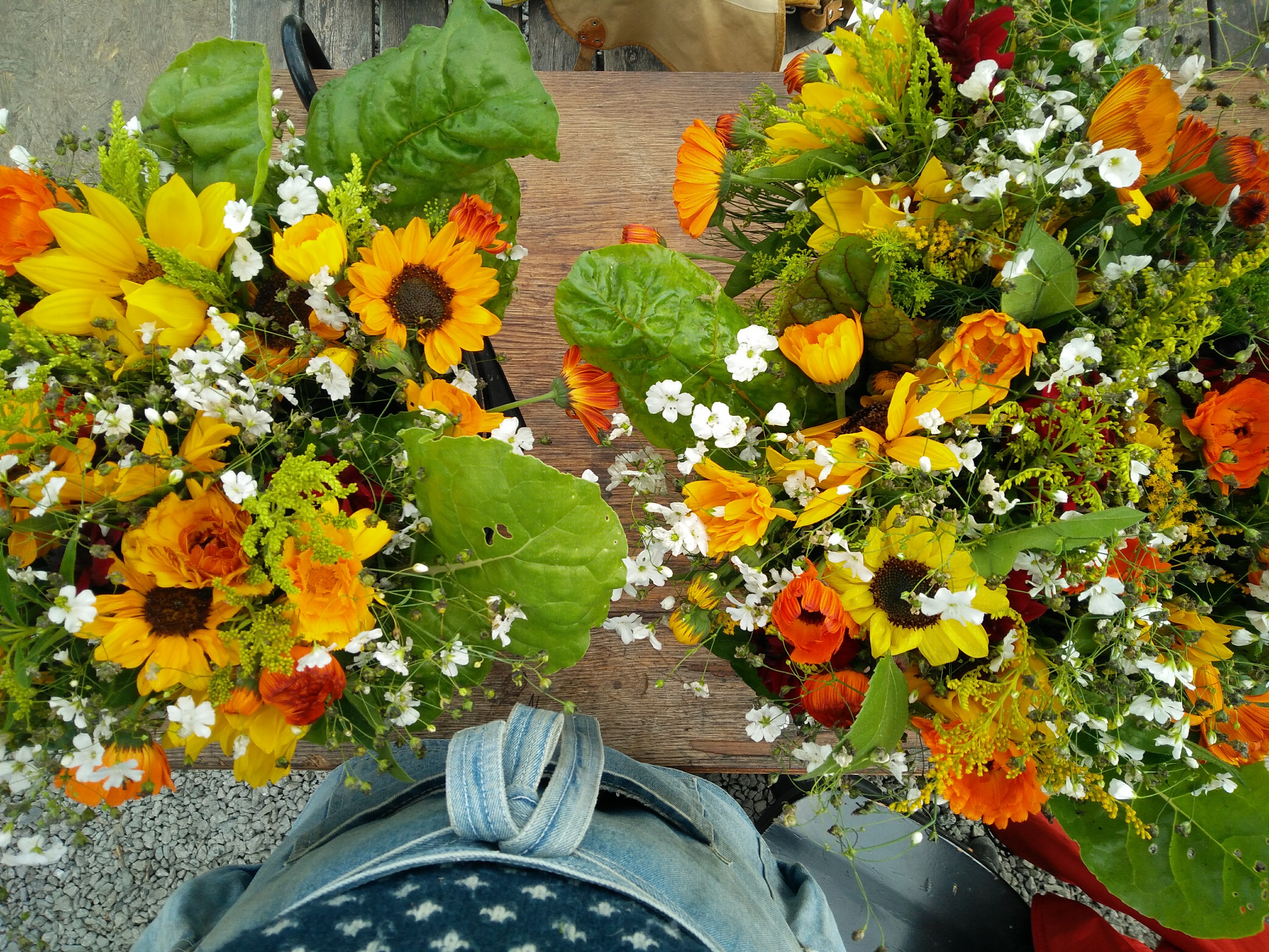 Two colorful flower bouquets.