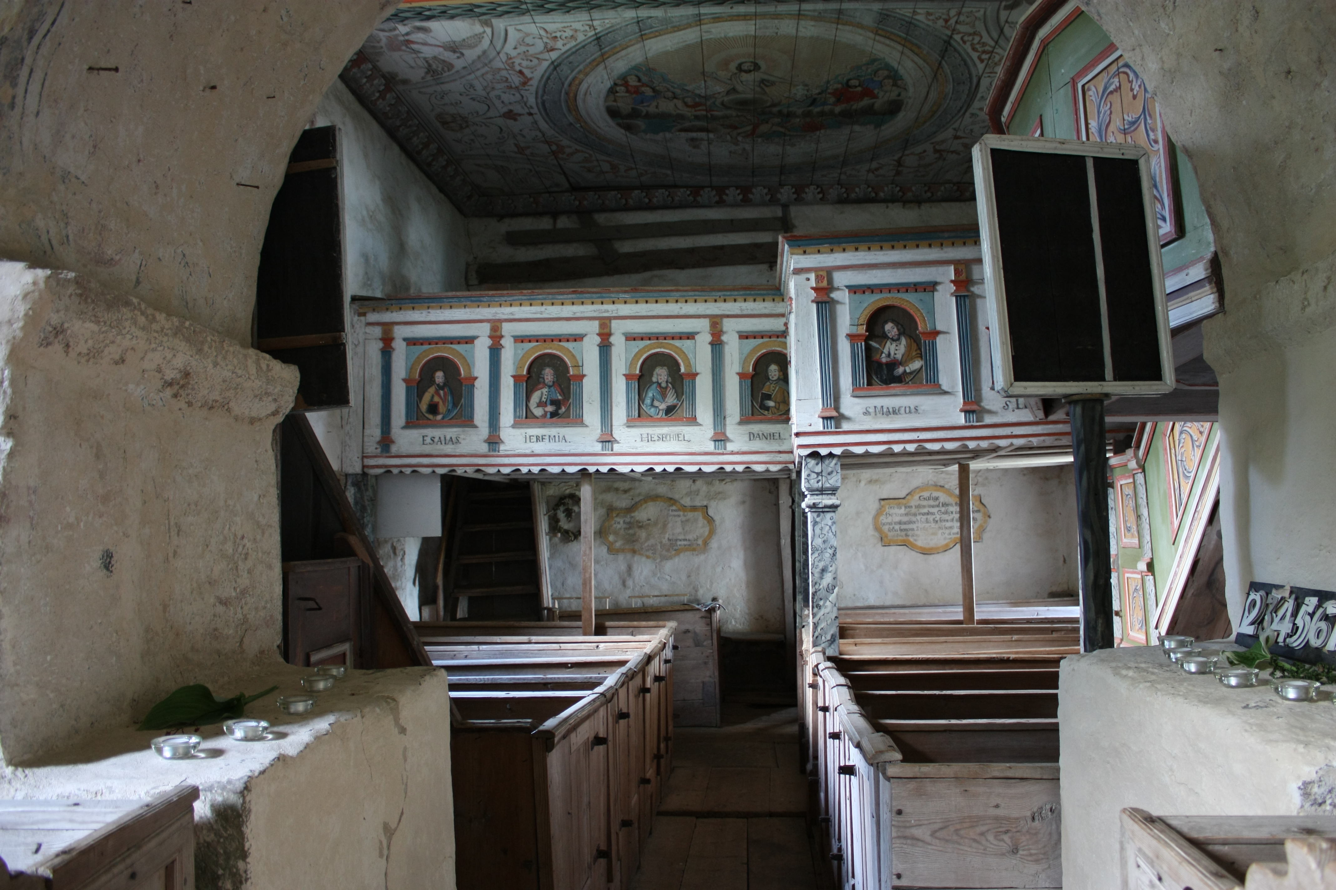 Interior of Suntak's old church outside Tidaholm.