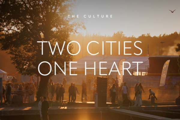 Sunset by a group of people