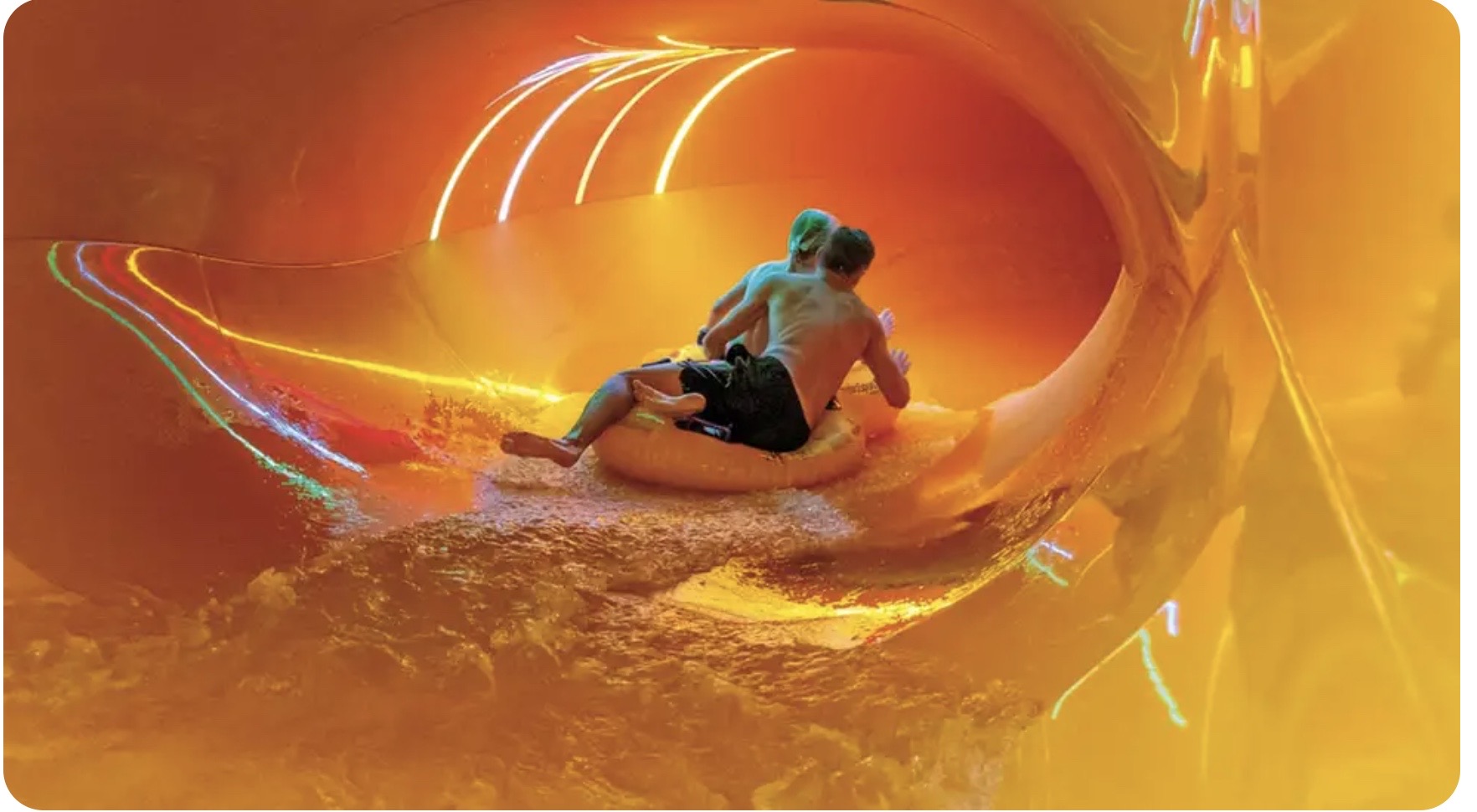 Family in a water slide 