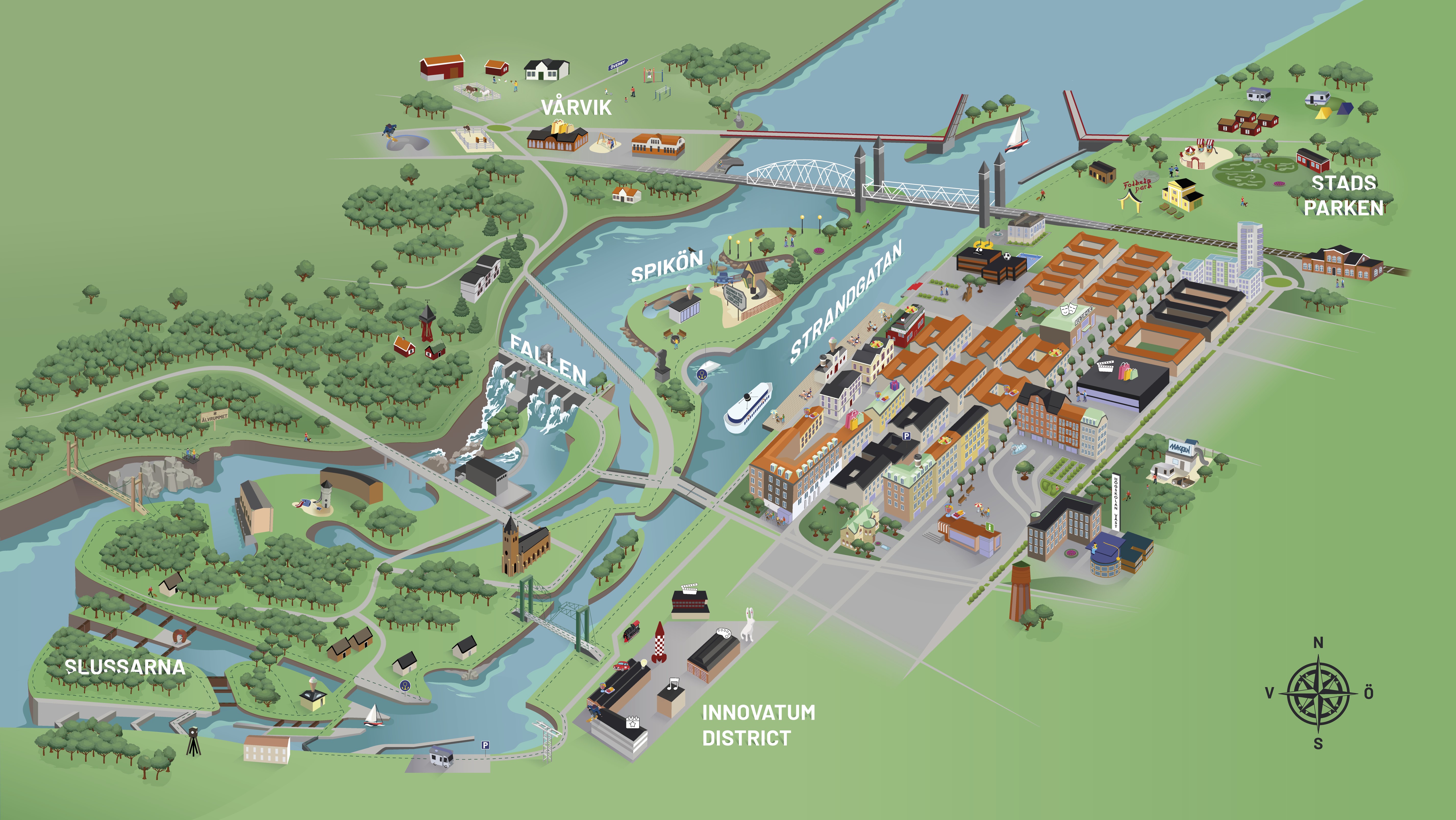 Map over Trollhätte Canalpark