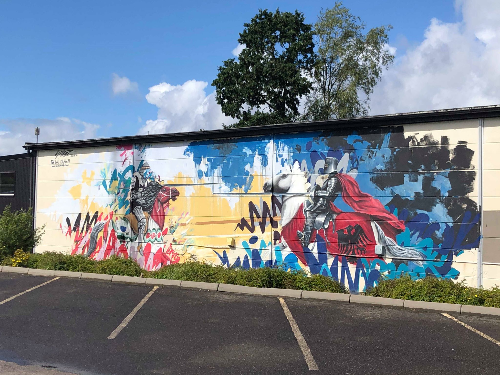 Street art made by Shai Dahans located in Gällstad in Ulricehamn's municipality.