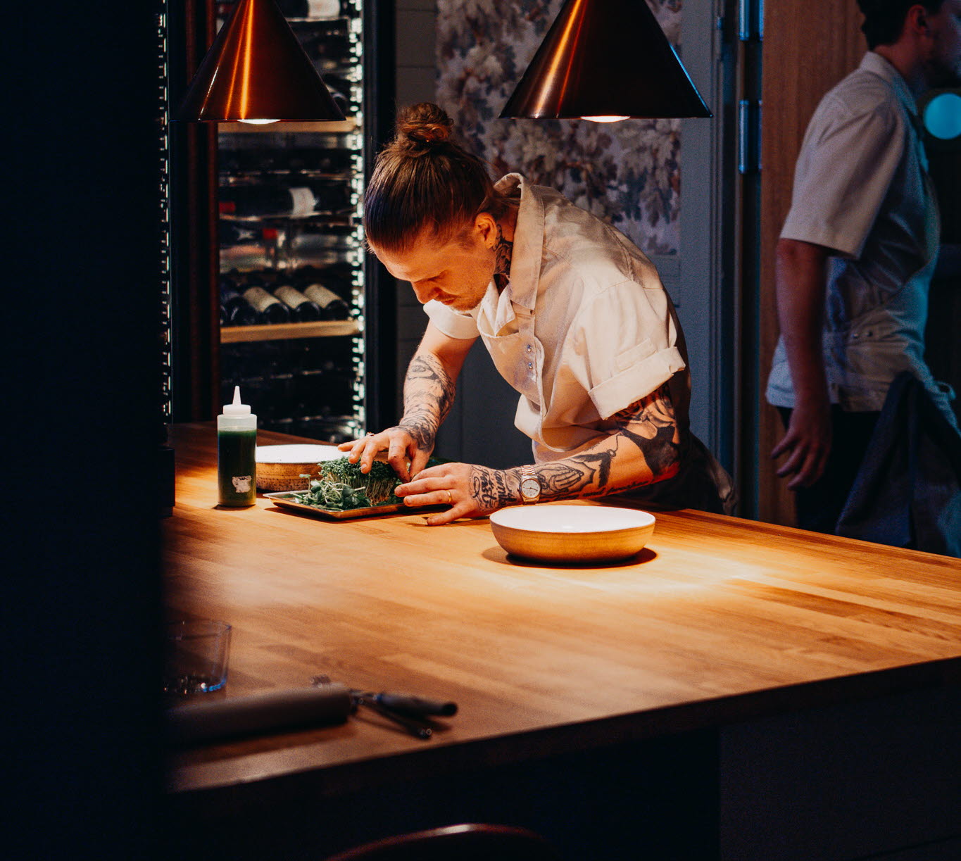 Chef making food in a kitchen 